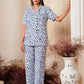Teto Party Printed Button-Down Loungewear Co-Ord Set | Comfort Travel & Sleepwear